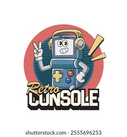 Vector Illustration of Gaming Console Mascot with Retro Mascot Illustration Available for Logo Badge