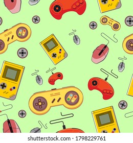 Vector Illustration gaming console seamless pattern. Great for everything.