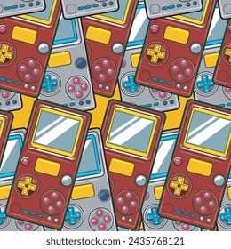 Vector Illustration of Gaming Consoles with Vintage Hand Drawing Style Available for Pattern