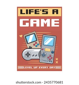 Vector Illustration of Gaming Consoles with Vintage Hand Drawing Style Available for Poster