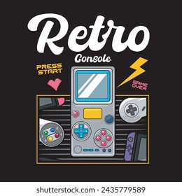Vector Illustration of Gaming Consoles with Vintage Hand Drawing Style Available for Tshirt Design