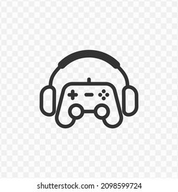 vector illustration of gaming headphones icon in dark color and transparent background(png).