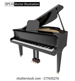 vector illustration gand piano isolated on a White background