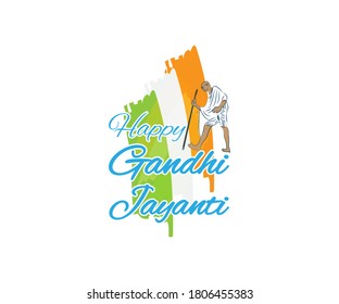 Vector illustration of Gandhi Jayanti, Mahatma Gandhi, national holiday of India celebrated on 2nd October with english text.