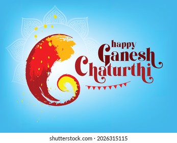 Vector Illustration of Ganesh Chaturthi for Hindu Festival Celebration.