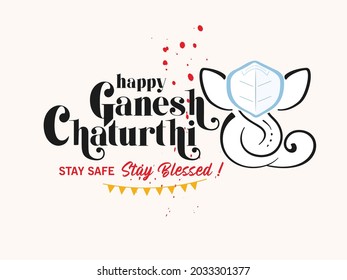 Vector Illustration of Ganesh Chaturthi for Hindu Festival Celebration.