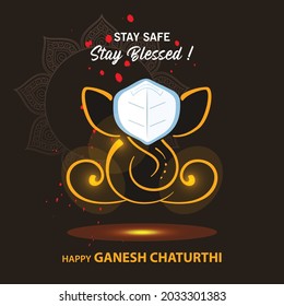 Vector Illustration of Ganesh Chaturthi for Hindu Festival Celebration.