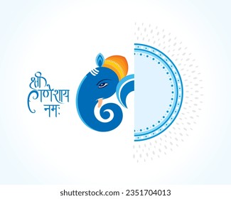 Vector  Illustration of  Ganesh and Shri Ganeshay Namah text with a background for banner, template, post, and invitation card design