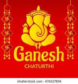Vector illustration of a Ganesh and stylish text in decorated red background for festival of ganesh chaturthi celebration.