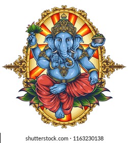 vector illustration of ganesha elephant symbol of gods religion hinduism 