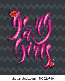 vector illustration. a gang of girls. stylish patch in the Memphis style. fashion graphic design
