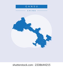 Vector de ilustración vectorial del mapa de Gansu China