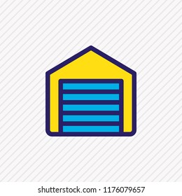 Vector illustration of garage icon colored line. Beautiful industry element also can be used as building icon element.