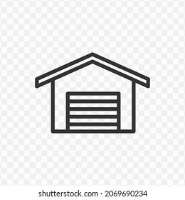 Vector illustration of garage icon in dark color and transparent background(png).