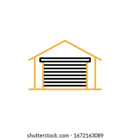 Vector illustration, garage icon. Line and two colour design template