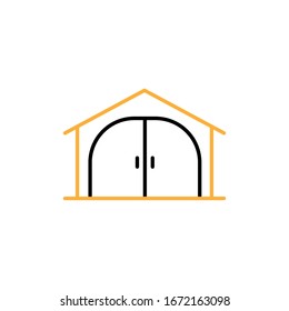 Vector illustration, garage icon. Line and two colour design template