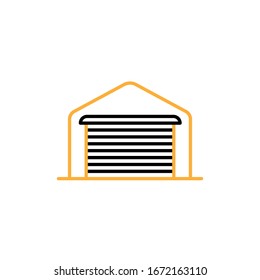 Vector illustration, garage icon. Line and two colour design template