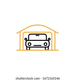 Vector illustration, garage icon. Line and two colour design template