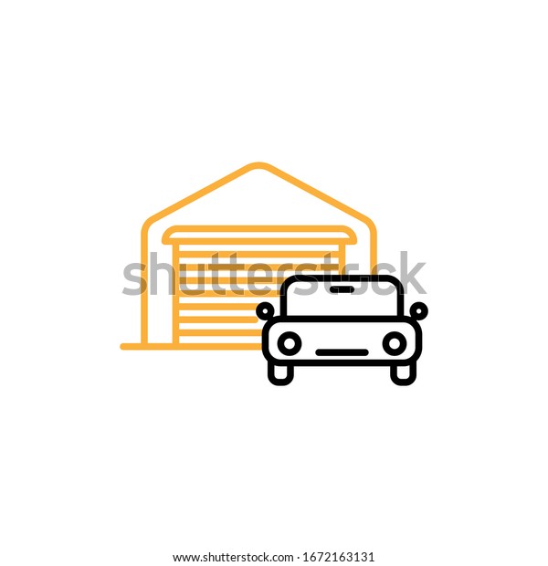 Vector illustration, garage icon. Line and two\
colour design template