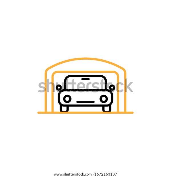 Vector illustration, garage icon. Line and two\
colour design template