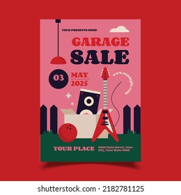 Vector Illustration Of Garage Sale Flyer, Poster