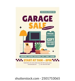 Vector Illustration of Garage sale flyer poster template