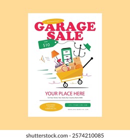 Vector Illustration of Garage Sale Flyer Poster Template Design