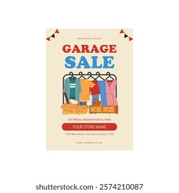 Vector Illustration of Garage Sale Flyer Poster Template Design