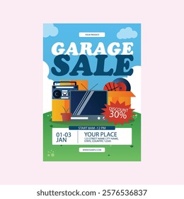 Vector illustration of garage sale flyer poster template design