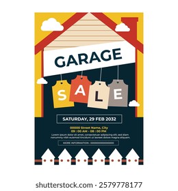 Vector illustration of garage sale flyer poster template design