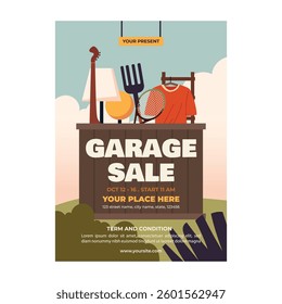 Vector illustration of garage sale flyer poster template design