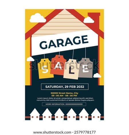Vector illustration of garage sale flyer poster template design