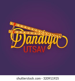 Vector Illustration of Garba Dancing Sticks with Happy Navratri text with effects for Navratri