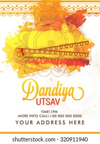 Vector Illustration of Garba Dancing Sticks with Happy Navratri text with effects for Navratri