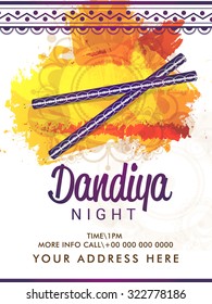 Vector Illustration of Garba Dancing Sticks with Happy Navratri text with effects for Navratri.