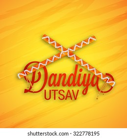 Vector Illustration of Garba Dancing Sticks with Happy Navratri text with effects for Navratri.