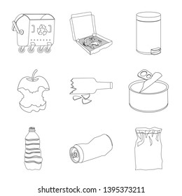 Vector illustration of garbage and ecology icon. Collection of garbage and recycling stock symbol for web.