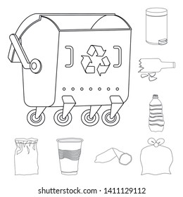 Vector illustration of garbage and ecology icon. Collection of garbage and recycling stock vector illustration.