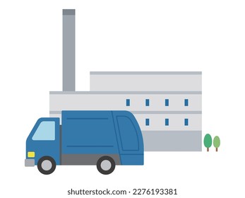 Ilustración vectorial de camiones de basura e incineradores de basura