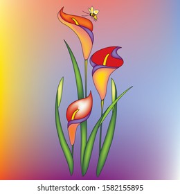 Vector Illustration of garden Colorful flower with green leaves