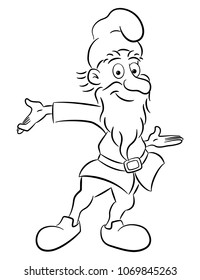 vector illustration of a garden gnome presenting something