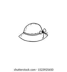 Vector illustration of a garden hat in sketch style. Suitable for all types of design.