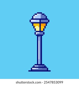 Ilustração vetorial de lâmpada de jardim com design de arte pixel, perfeito para os recursos do jogo projetos temáticos