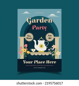 Vector Illustration Of Garden Party Flyer, Poster