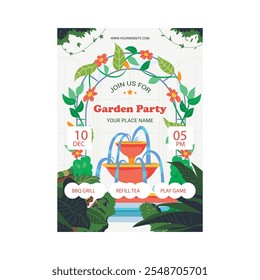 Ilustração vetorial do projeto do modelo do cartaz do folheto da festa do jardim