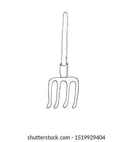 Vector illustration of garden pitchfork. Suitable for all types of design.