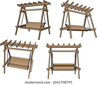 vector illustration of garden rocking chair design made of classic vintage wood