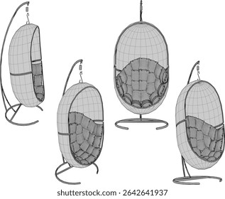 vector illustration of garden rocking chair design made of classic vintage wood 