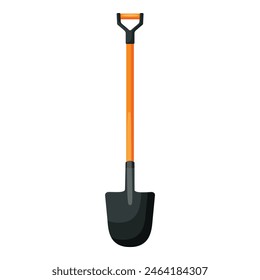 Vector illustration of a garden spade with an ergonomic orange handle, isolated on a white background