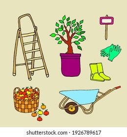 Vector illustration of a garden theme on a light background.